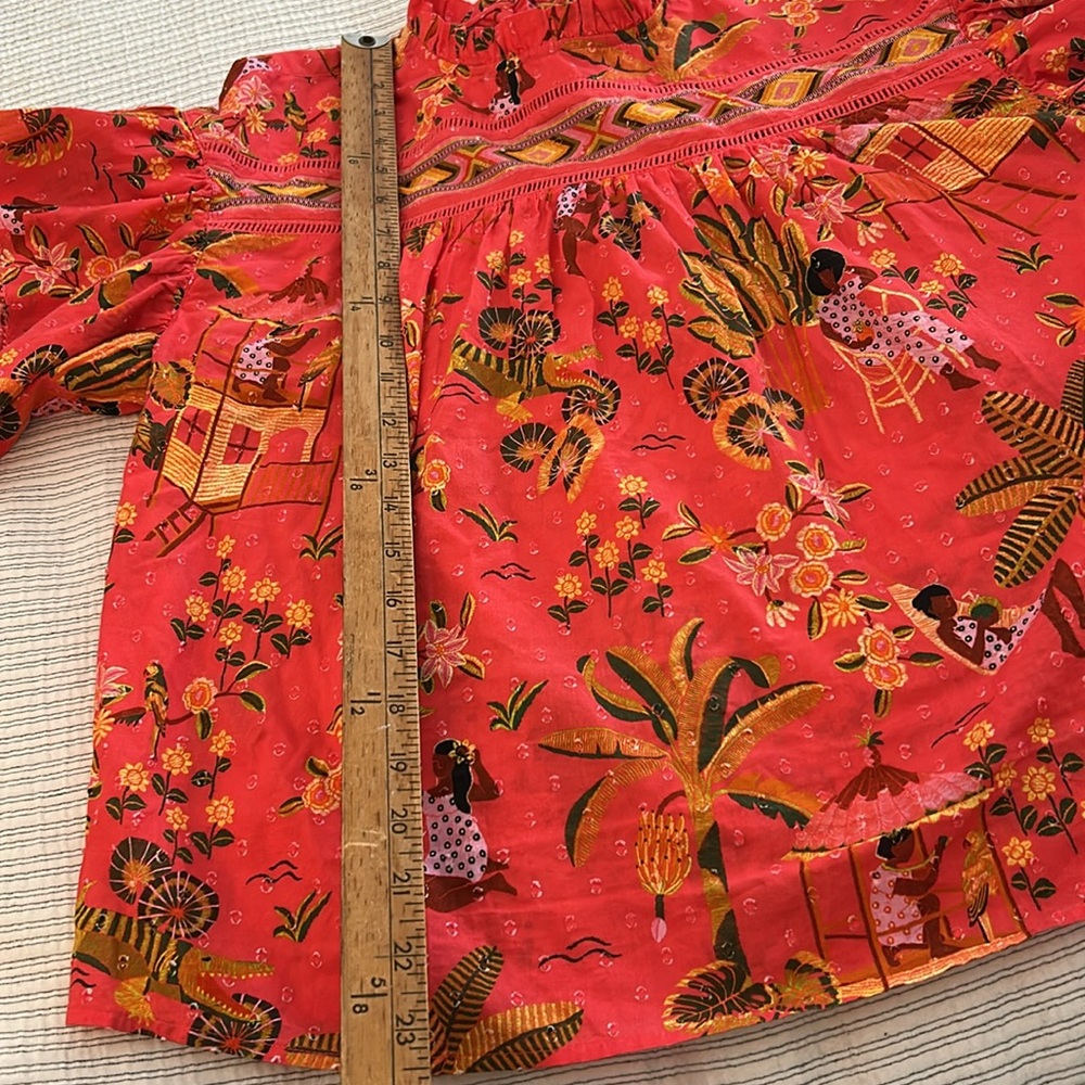 FARM Rio Secret Garden Ruffled Short-Sleeve Blouse-S - Picture 9 of 12